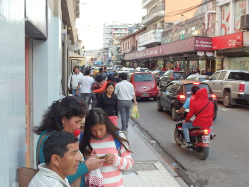 Downtown San Salvador. It is very busy.